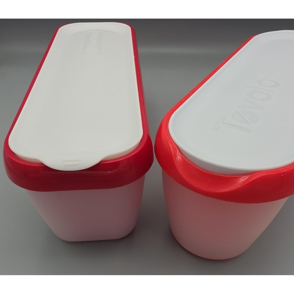 Tovolo Glide a Scoop & Starpack Insulated Red Freezer Ice Cream Tubs & Lids 2pk